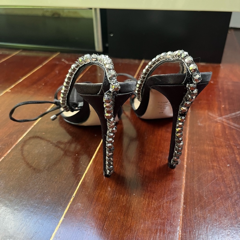 Islah Satin and Crystals Sandal - 8.5 / Black / Satin & Crystal lightly used - Picture 4 of 9